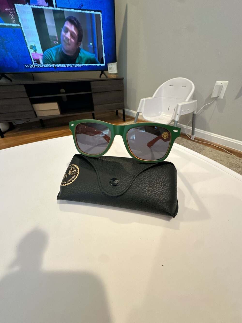 Jägermeister Promotional Green and Orange Wayfarer Sunglasses And Ray Ban Case